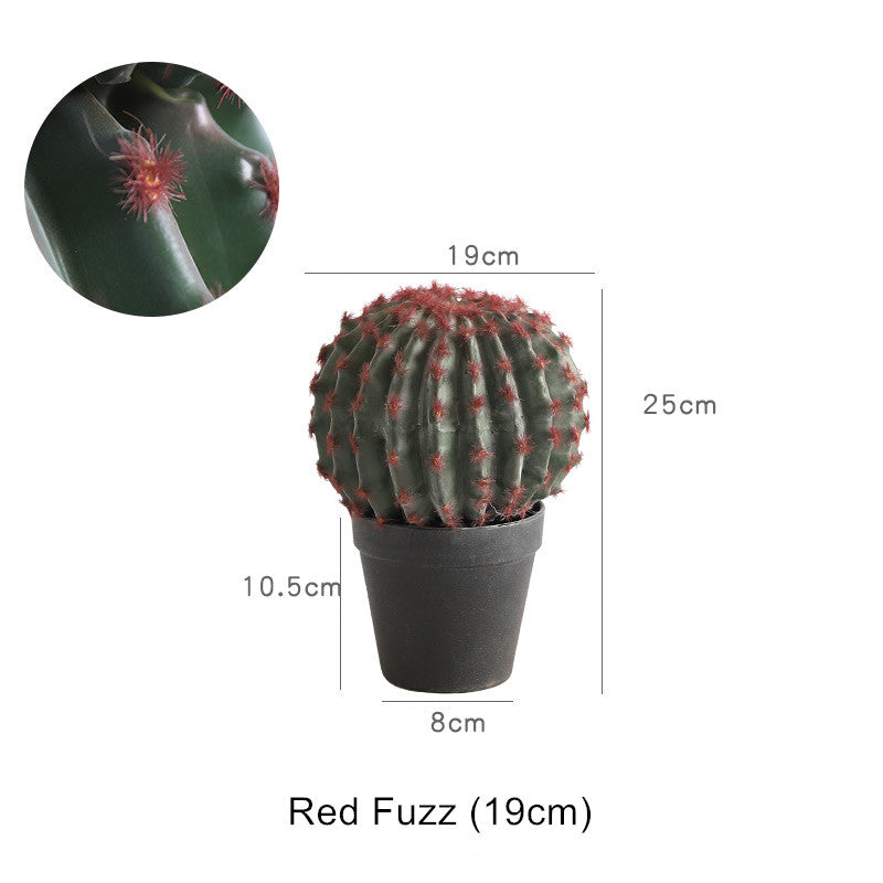 Potted Artificial Golden Barrel Cactus Red Barrel Cactus