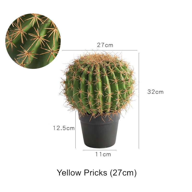 Potted Artificial Golden Barrel Cactus Red Barrel Cactus