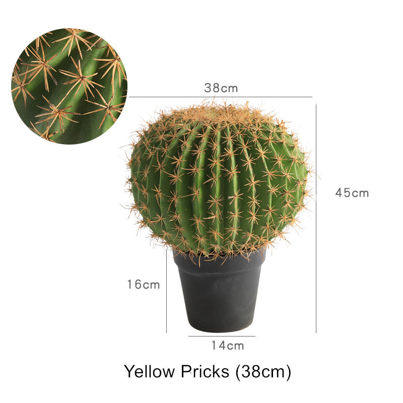 Potted Artificial Golden Barrel Cactus Red Barrel Cactus