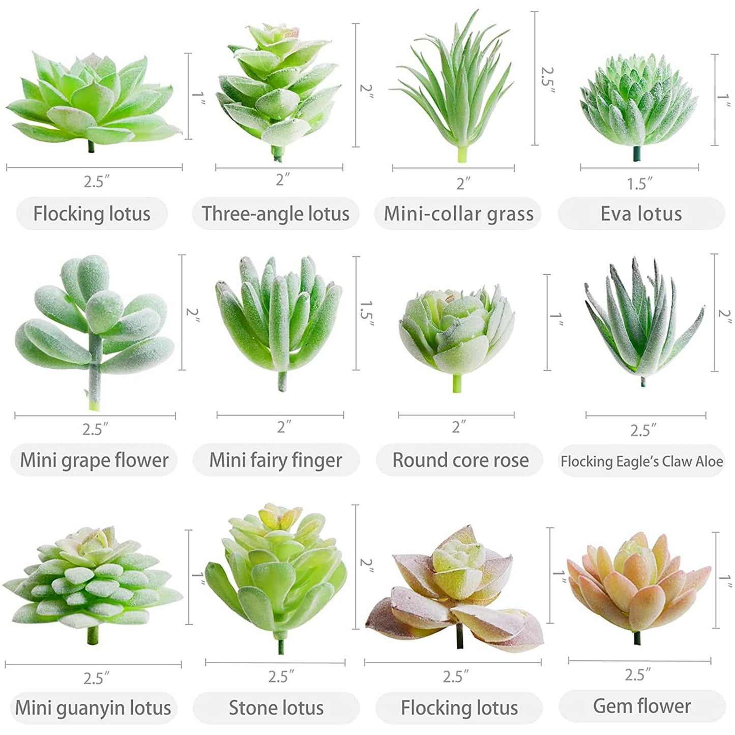 Artificial Succulents Mini Fake Plants Unpotted Faux Succulent 12 pcs